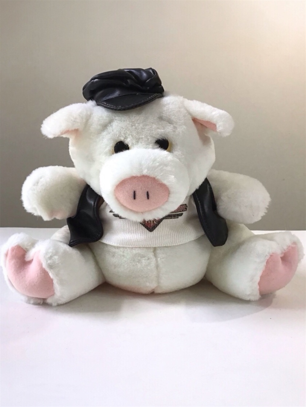 Harley-Davidson Cafe Hog Pig Plush Stuffed Animal Wearing Hat Shirt & Vest